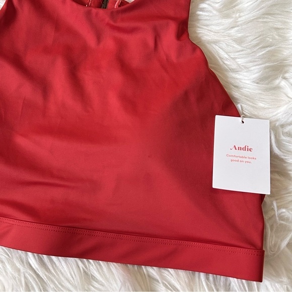 Andie Swim Luzon Red High Neck Bikini Top Large - Picture 3 of 9